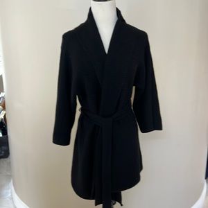 Cashmere 390 Black Kimono Wrap Cardigan XS